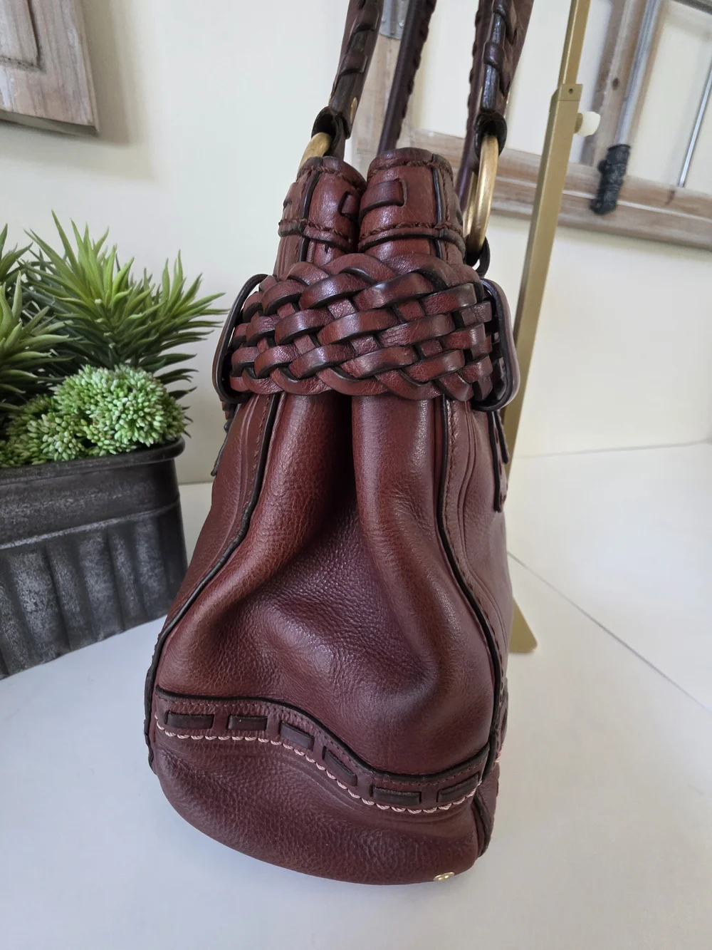 Vintage Coach Hamptons Braided Cognac Leather Carryall Bag Y2K Limited Edition - Picture 5 of 16